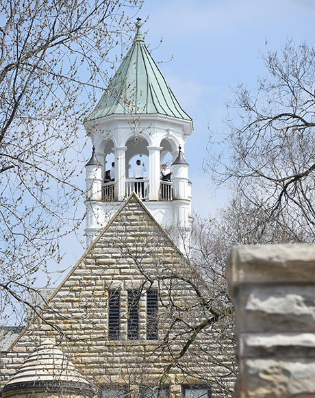 In a treasured tradition, the Festival Brass play from the cupola atop BW’s Marting Hall for 2016 Festival goers below. 